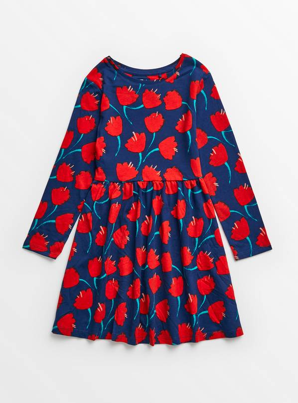 Buy Navy Tulip Print Jersey Dress 7 years | Dresses, jumpsuits and